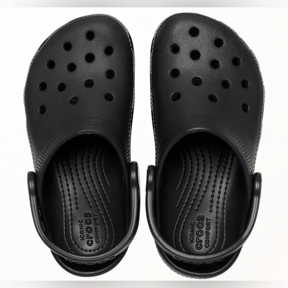 CROCS Bundle: 2 Kids Black Blue Clog Waterproof Play Shoe Slip on Washable Y2K